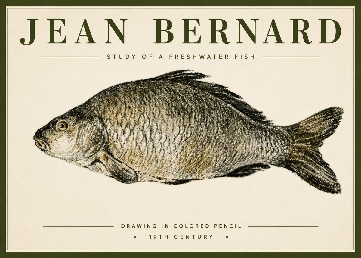 Jean Bernard Study of a Freshwater Fish No4 - Plakát