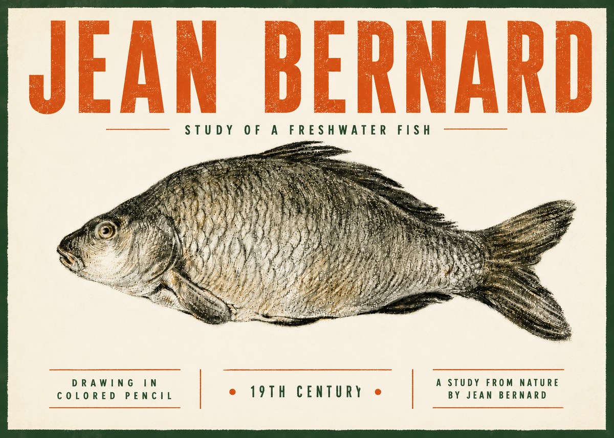 Jean Bernard Study of a Freshwater Fish No5 - Plakát
