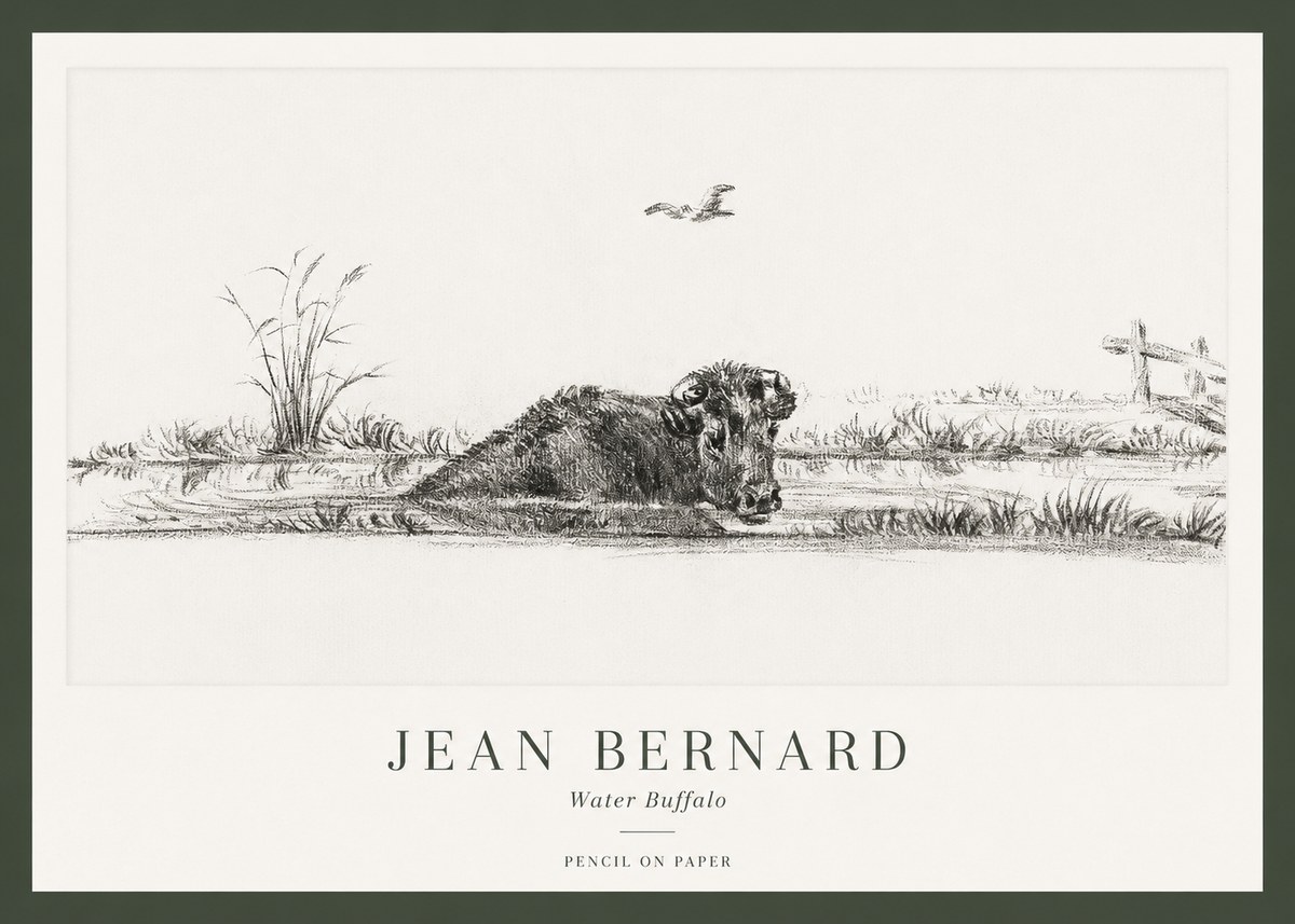 Jean Bernard Study of a Water Buffalo No2 - Plakát