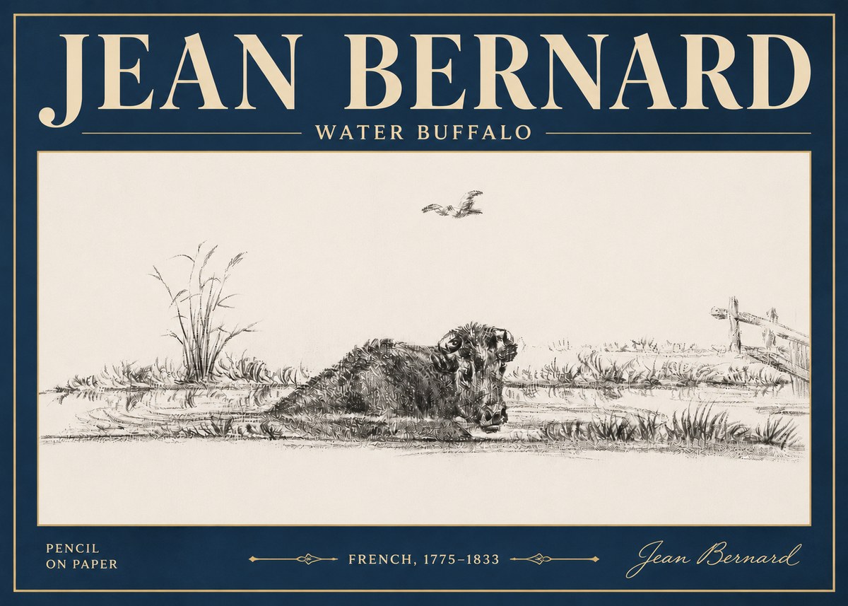 Jean Bernard Study of a Water Buffalo No5 - Plakát