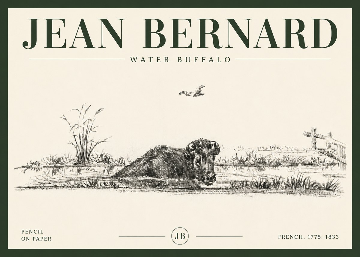 Jean Bernard Study of a Water Buffalo No6 - Plakát