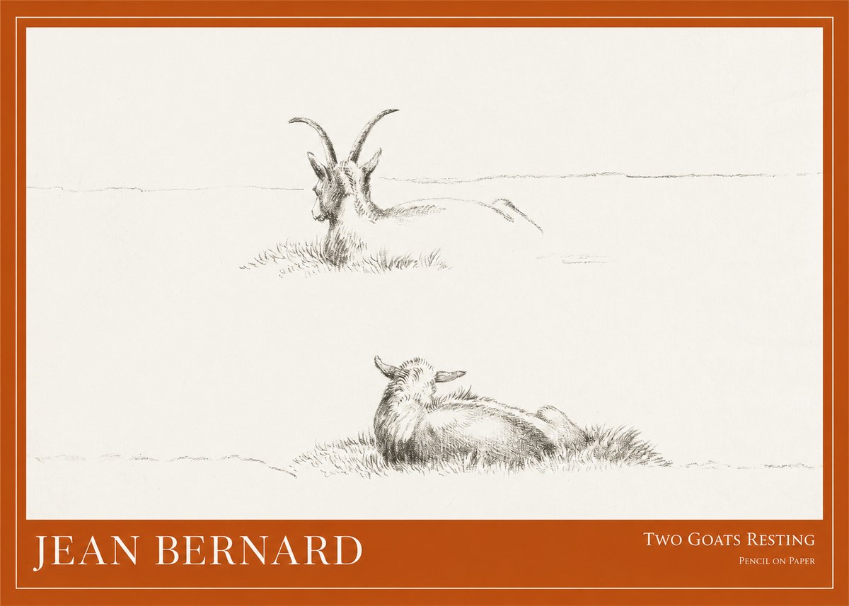 Jean Bernard Two Goats Resting No1 - Plakát