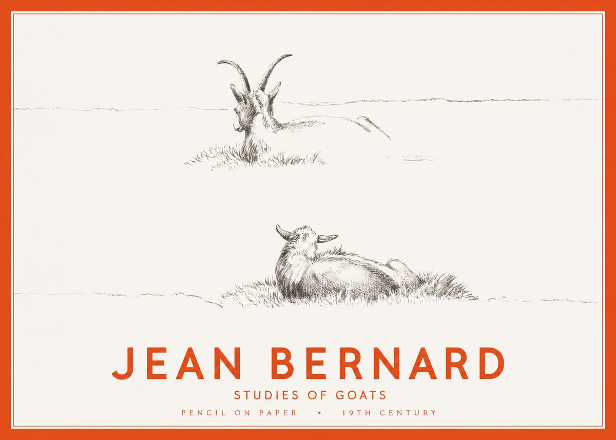 Jean Bernard Two Goats Resting No3 - Plakát