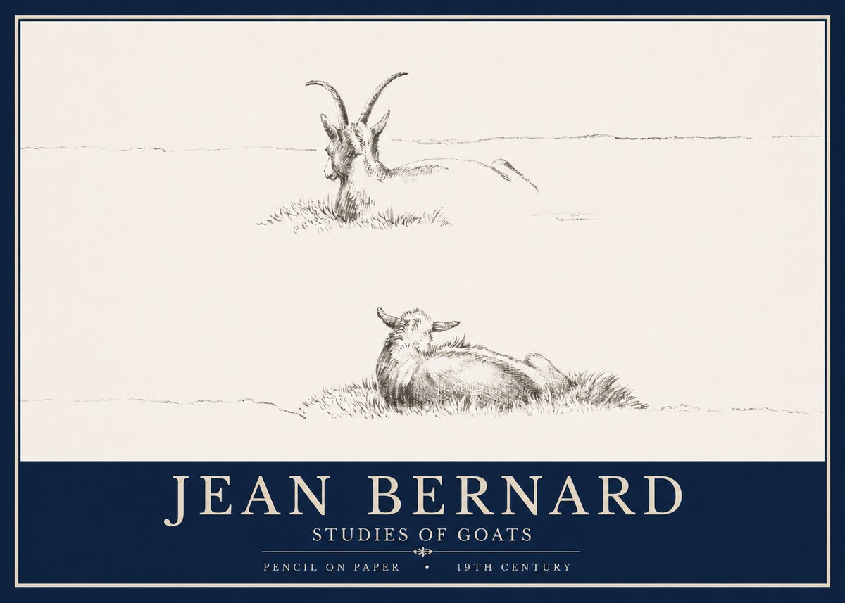 Jean Bernard Two Goats Resting No4 - Plakát