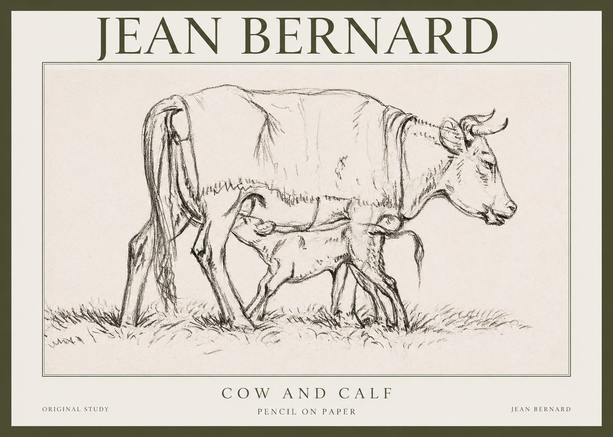 Jean Bernard Cow and Calf II No1 - Plakát