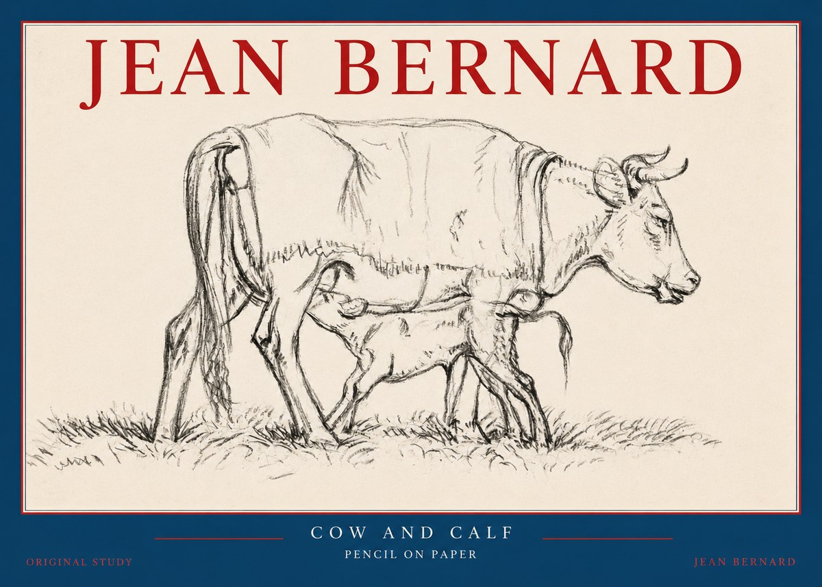 Jean Bernard Cow and Calf II No2 - Plakát