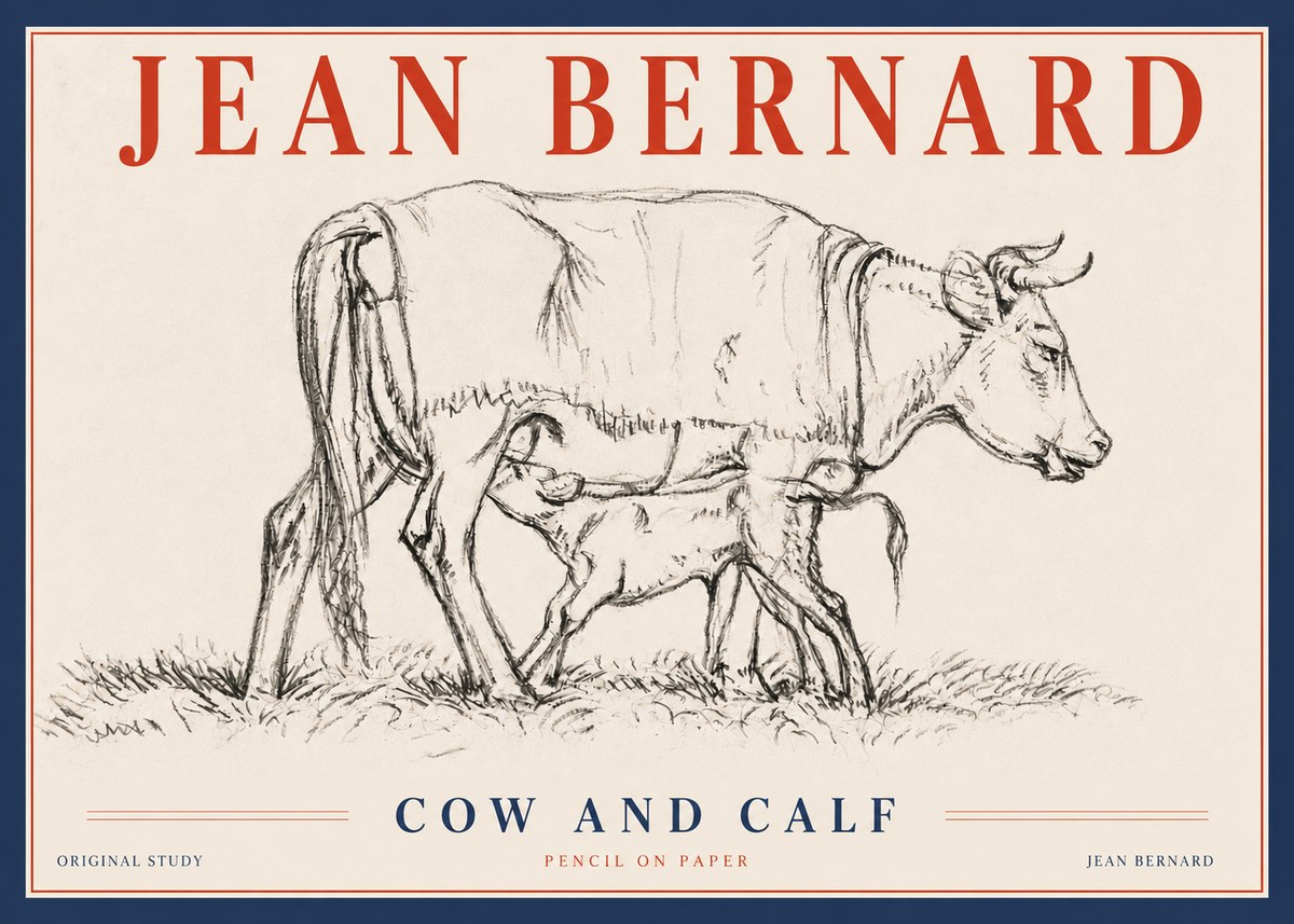 Jean Bernard Cow and Calf II No4 - Plakát