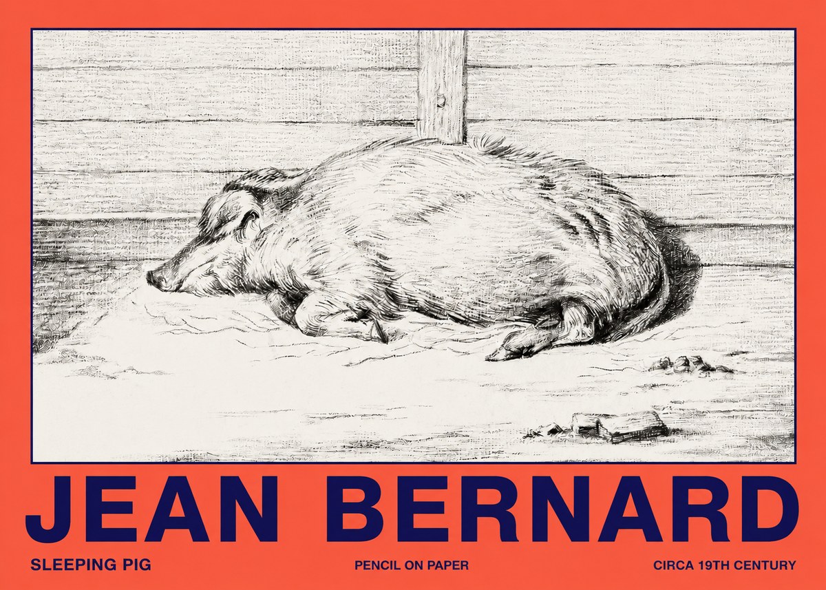 Jean Bernard Sleeping Pig I No2 - Plakát
