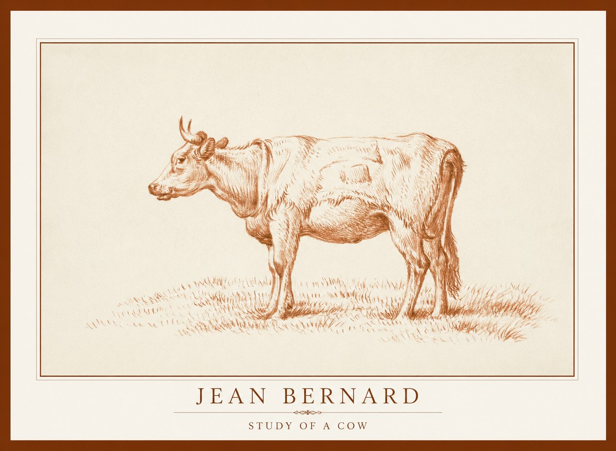 Jean Bernard Study of a Cow XIX No1 - Plakát