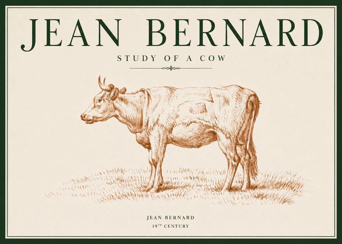 Jean Bernard Study of a Cow XIX No3 - Plakát