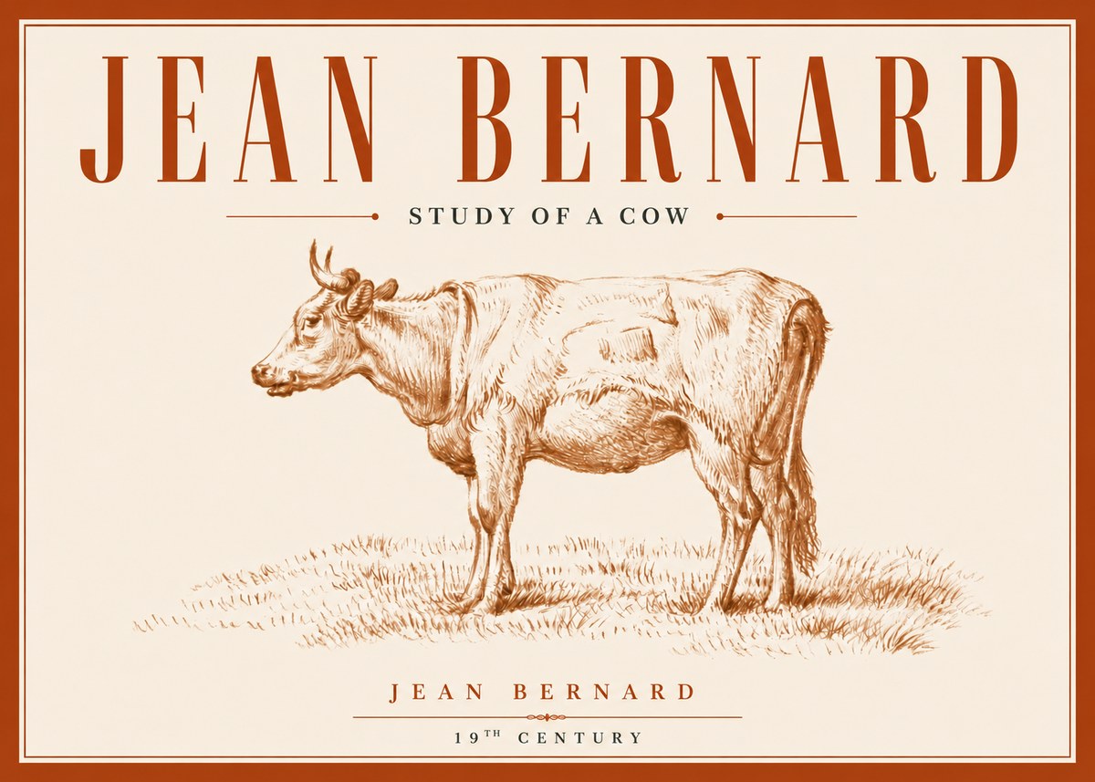 Jean Bernard Study of a Cow XIX No6 - Plakát