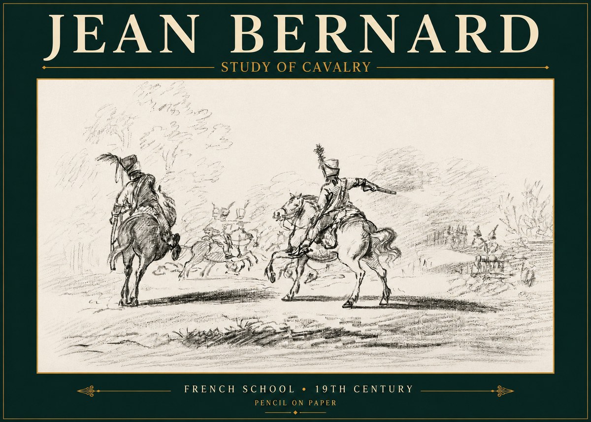 Jean Bernard Study of Cavalry No4 - Plakát