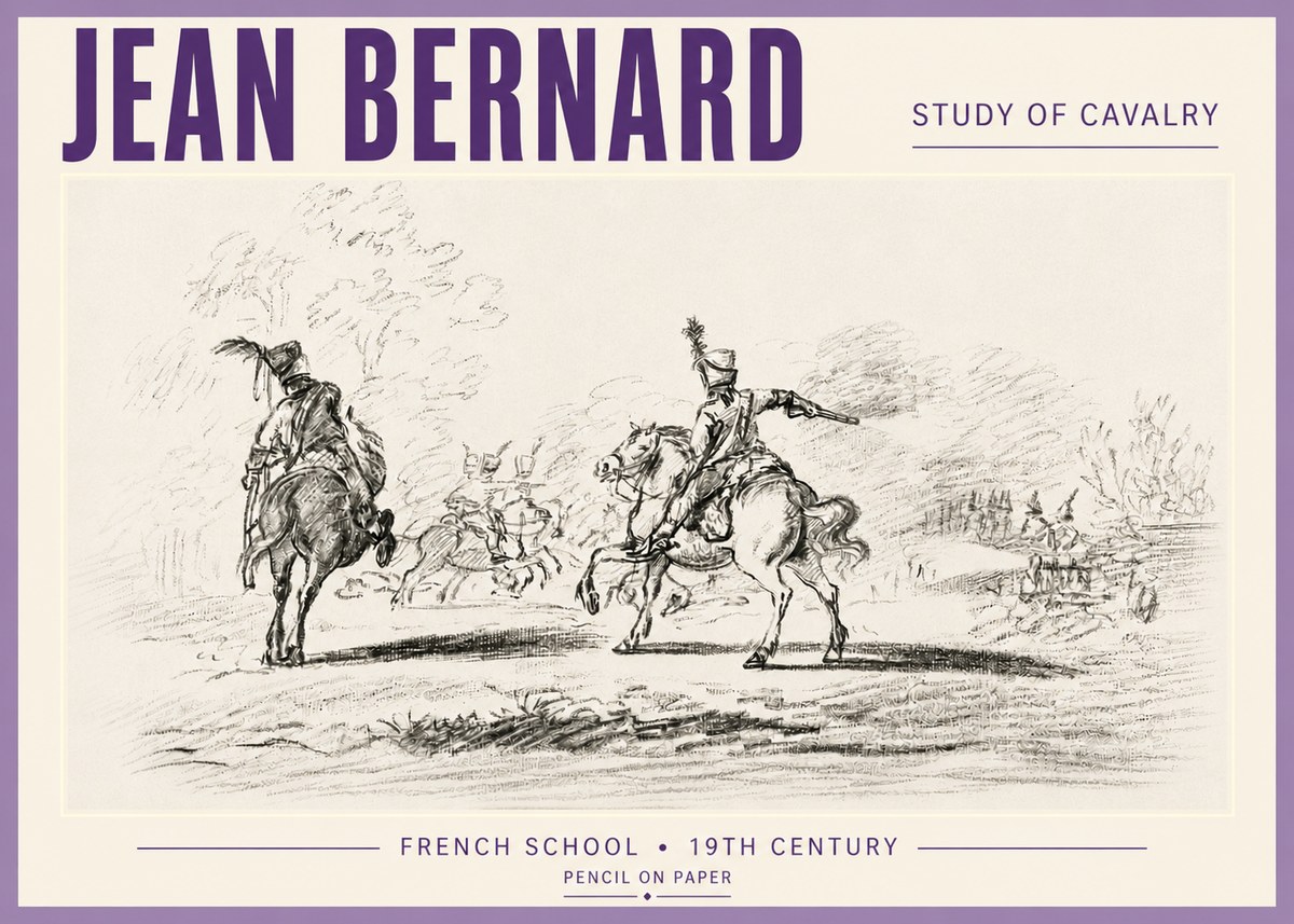 Jean Bernard Study of Cavalry No5 - Plakát