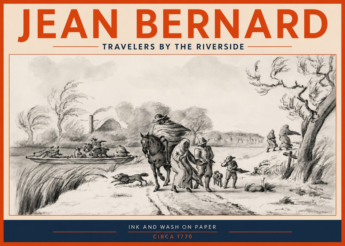 Jean Bernard Travelers by the Riverside No3 - Plakát