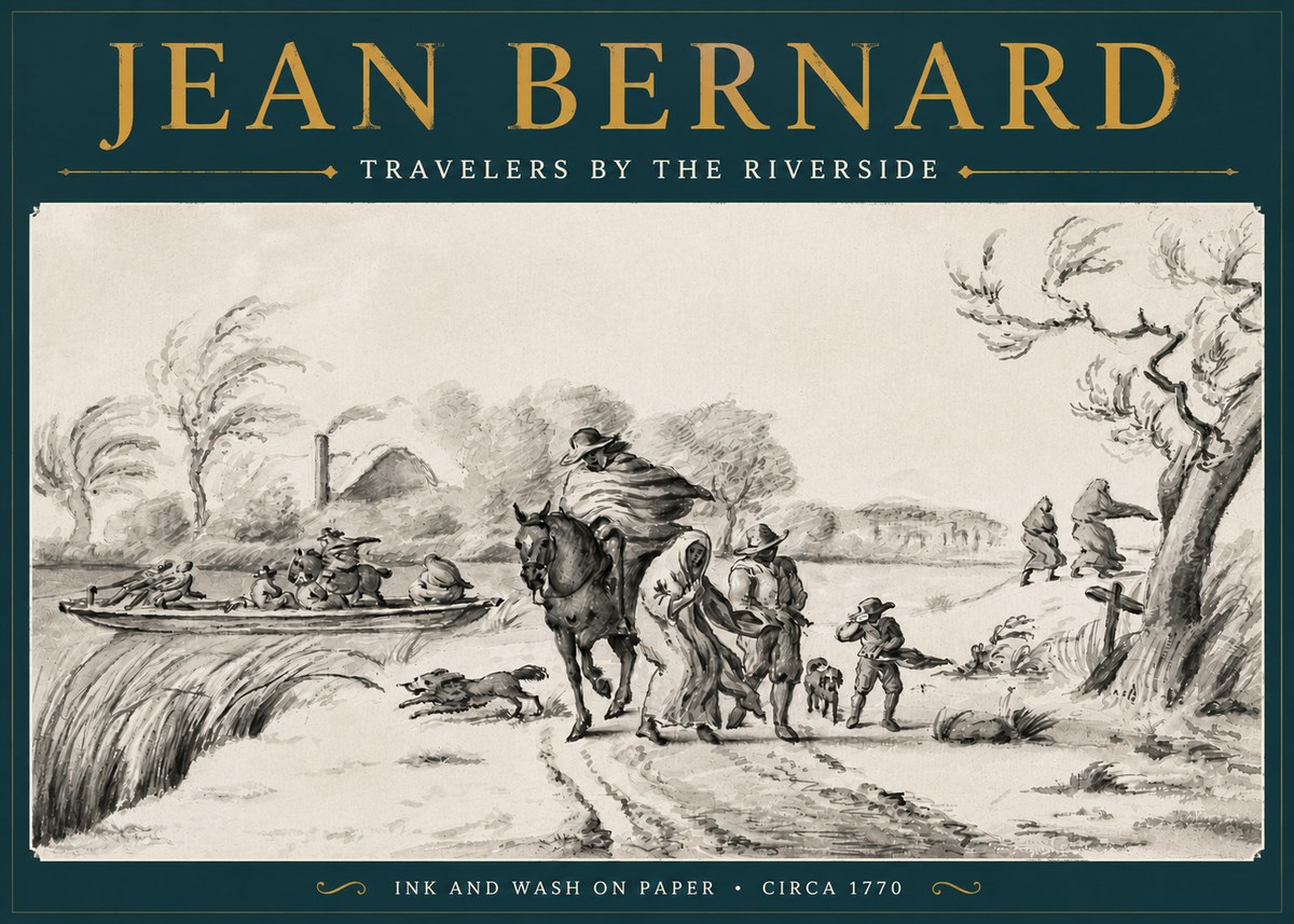 Jean Bernard Travelers by the Riverside No4 - Plakát