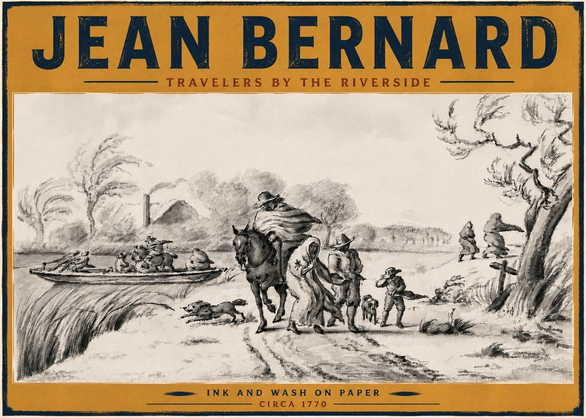Jean Bernard Travelers by the Riverside No6 - Plakát