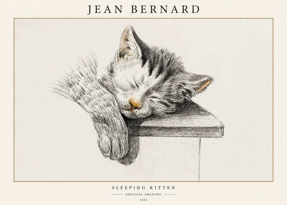 Jean Bernard Sleeping Kitten No1 - Plakát