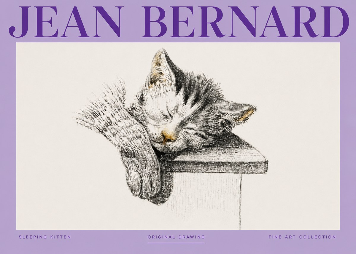 Jean Bernard Sleeping Kitten No3 - Plakát