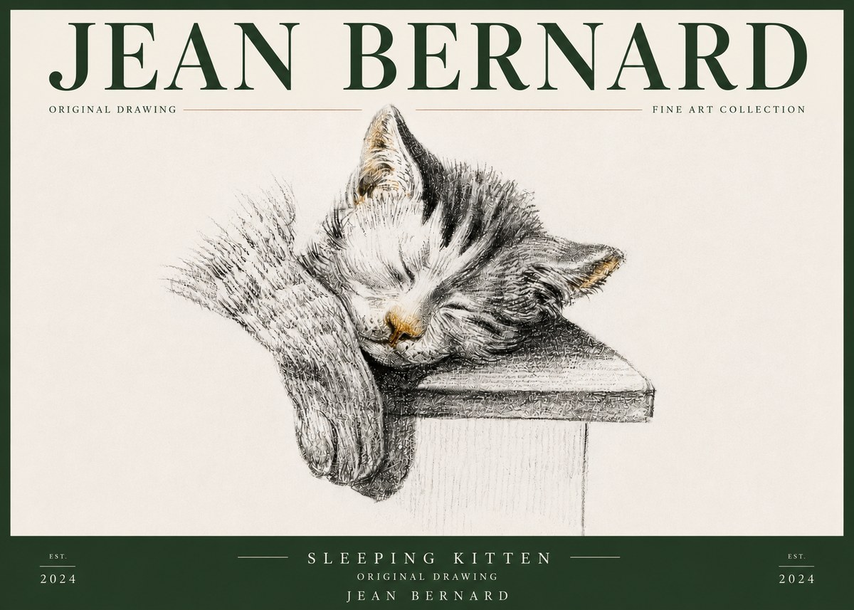Jean Bernard Sleeping Kitten No5 - Plakát