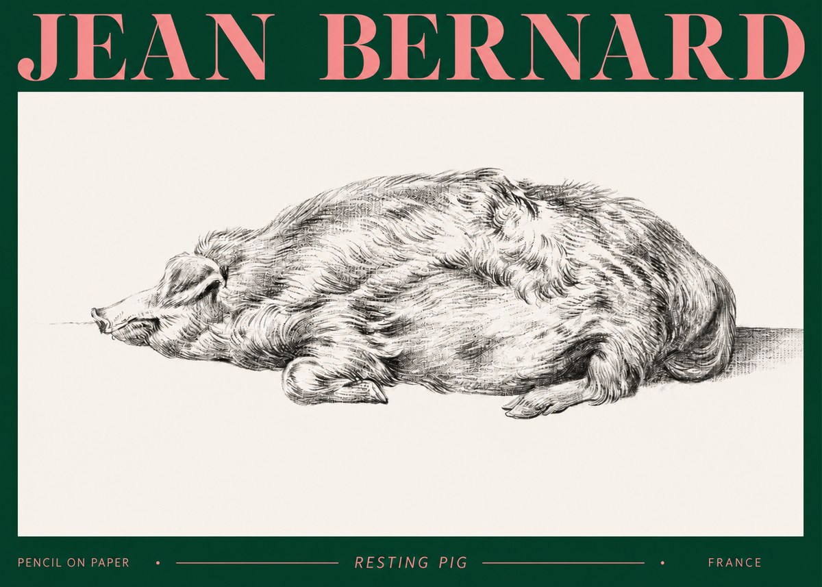 Jean Bernard Resting Pig II No2 - Plakát