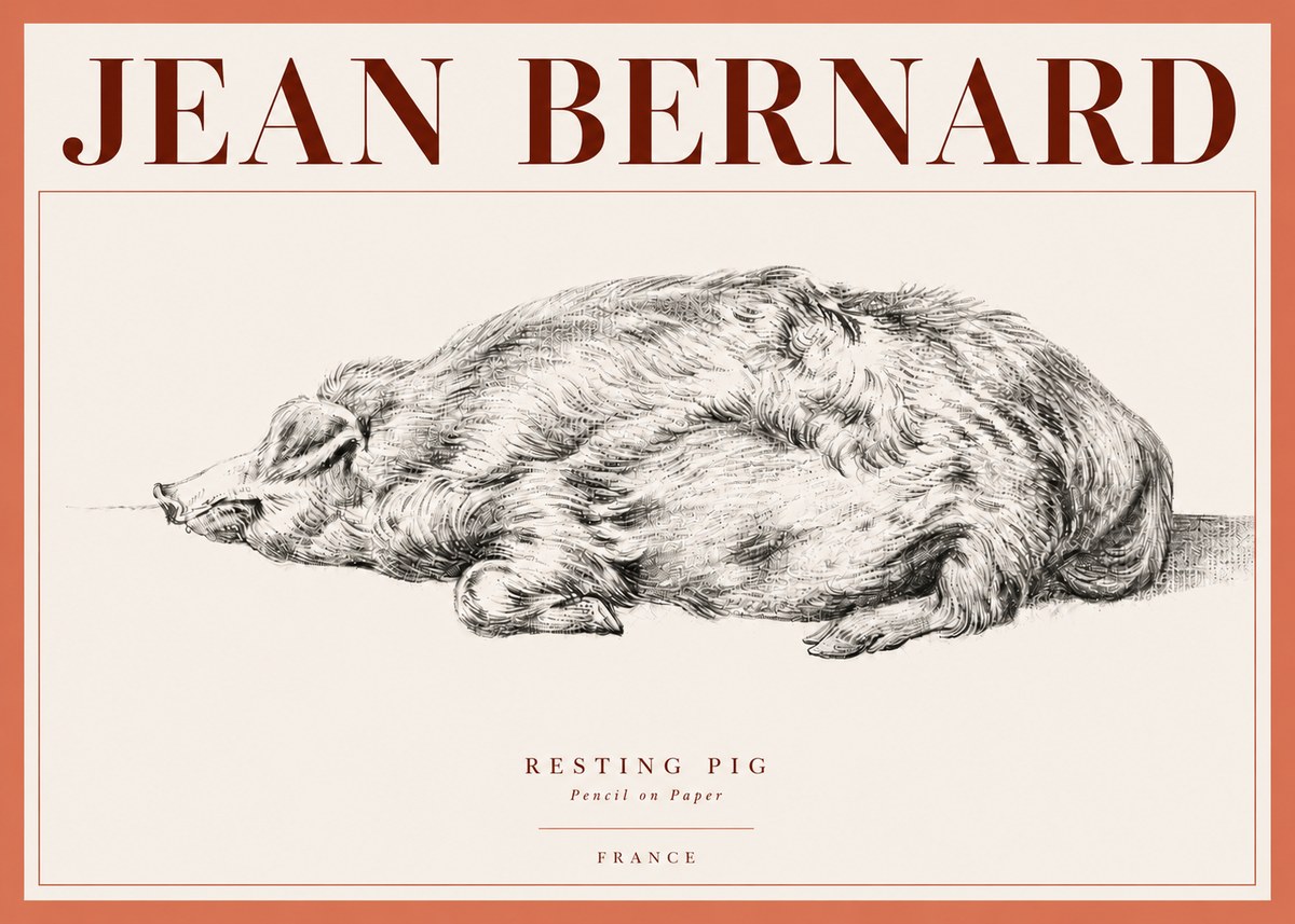 Jean Bernard Resting Pig II No4 - Plakát