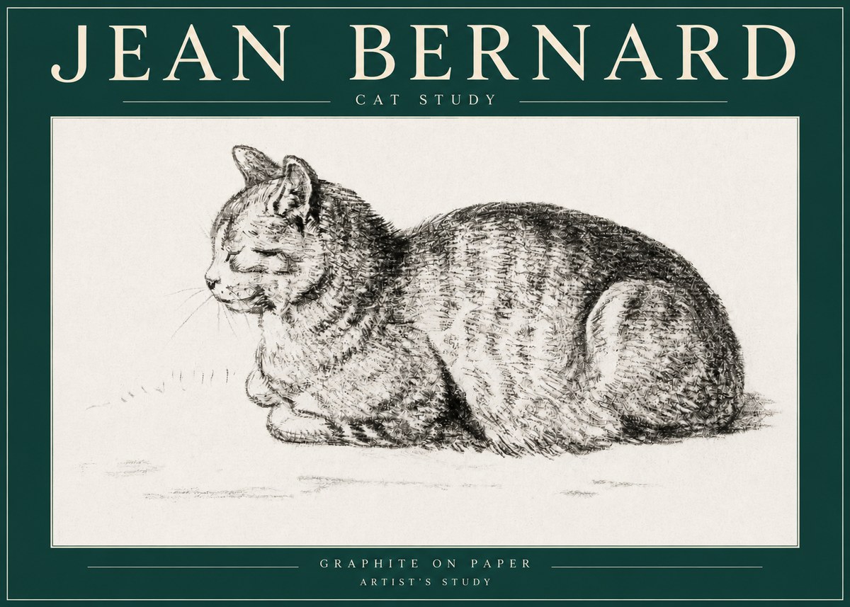 Jean Bernard Cat Study XII No3 - Plakát