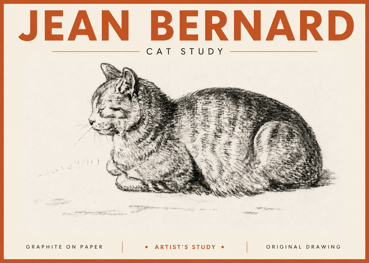 Jean Bernard Cat Study XII No4 - Plakát