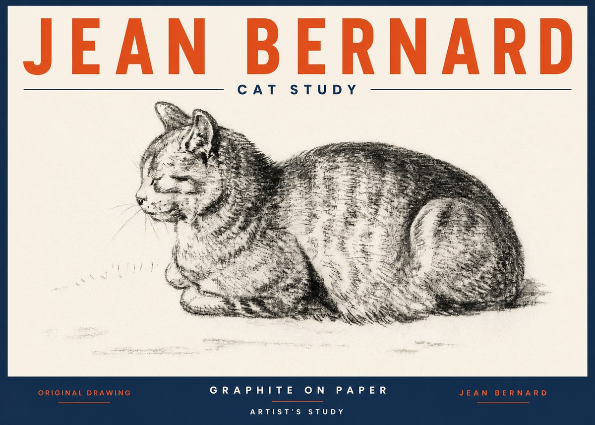 Jean Bernard Cat Study XII No5 - Plakát