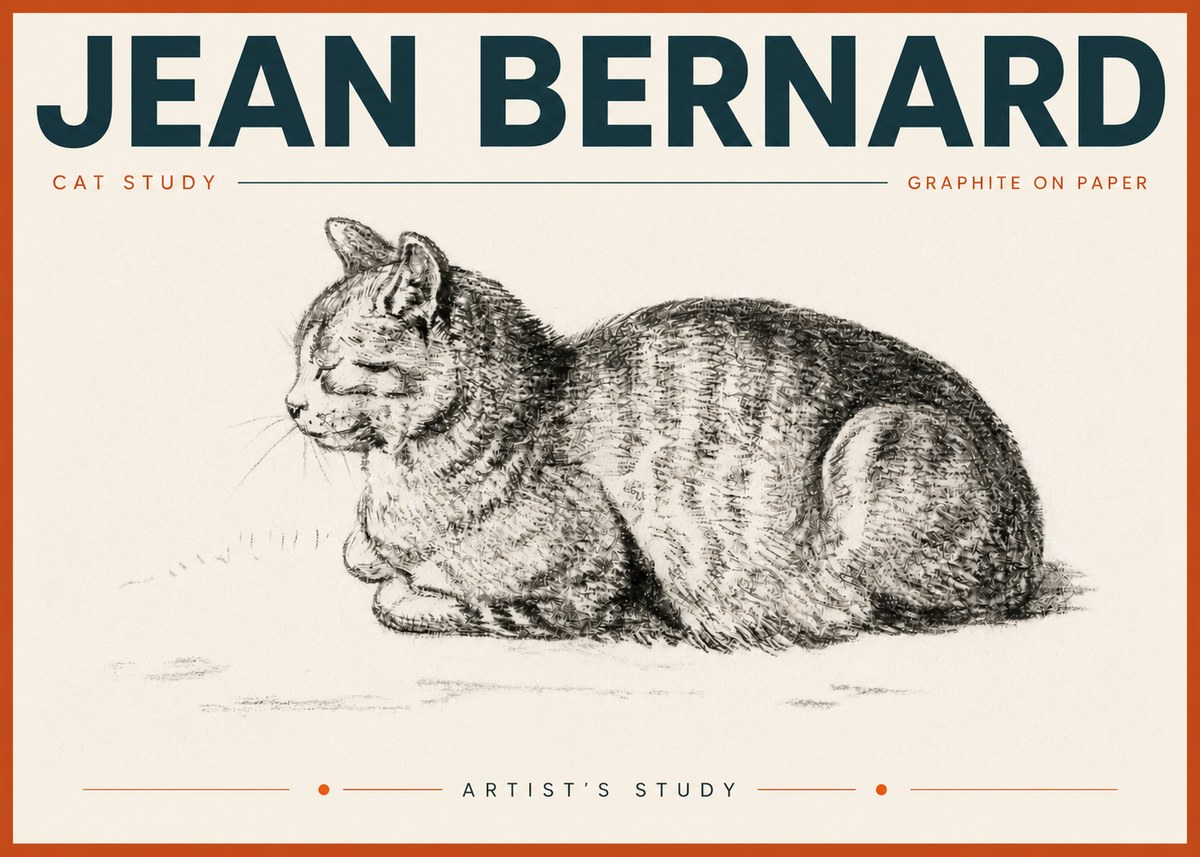 Jean Bernard Cat Study XII No6 - Plakát