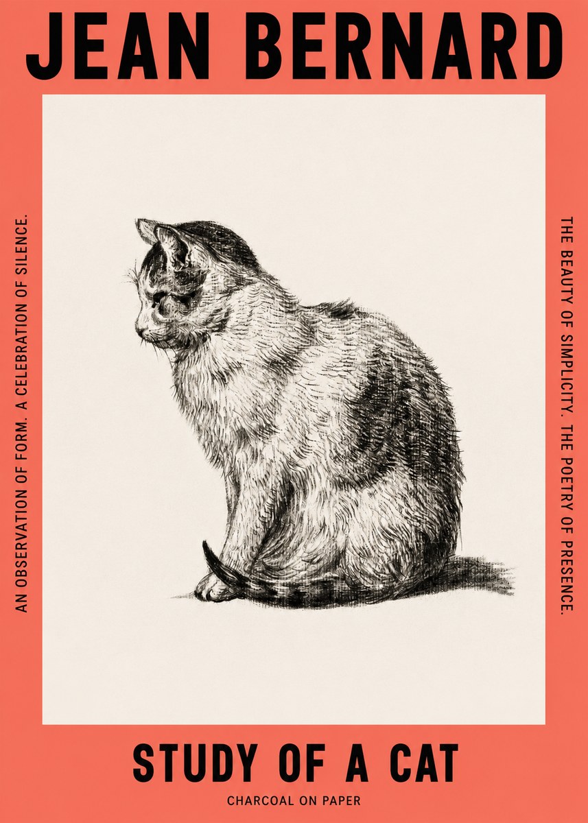 Jean Bernard Study of a Cat IV No2 - Plakát