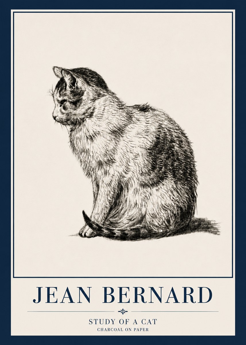 Jean Bernard Study of a Cat IV No3 - Plakát