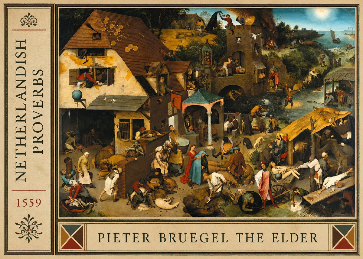 Pieter Bruegel The Netherlandish Proverbs I No4 - Plakát