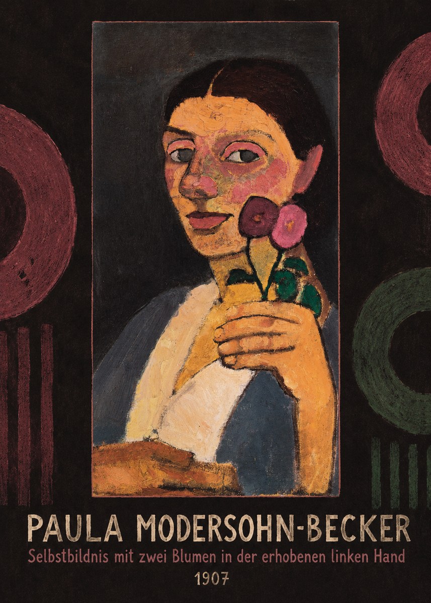 Paula Modersohn-Becker Selbstbildnis Mit Zwei Blumen in Der Erhobenen Linken Hand No5 - Plakát