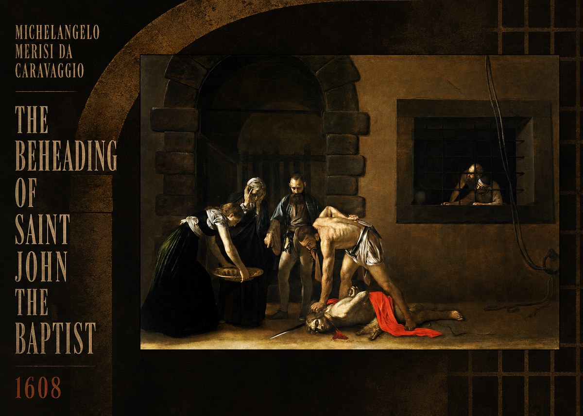 Michelangelo Merisi da Caravaggio The Beheading of Saint John the Baptist No2 - Plakát