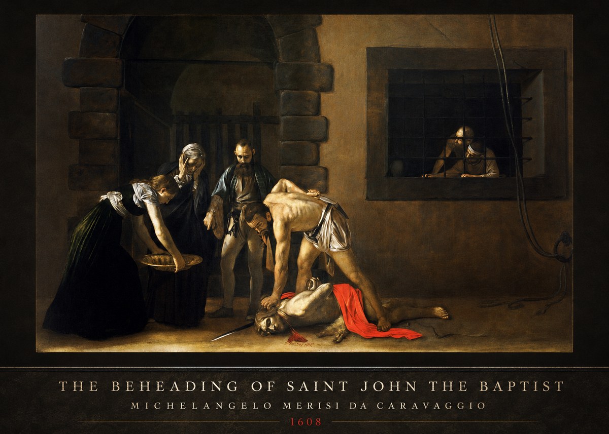 Michelangelo Merisi da Caravaggio The Beheading of Saint John the Baptist No3 - Plakát