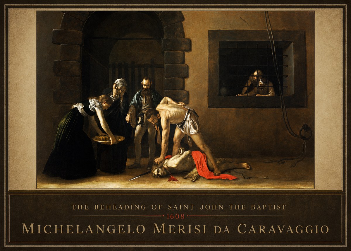 Michelangelo Merisi da Caravaggio The Beheading of Saint John the Baptist No6 - Plakát
