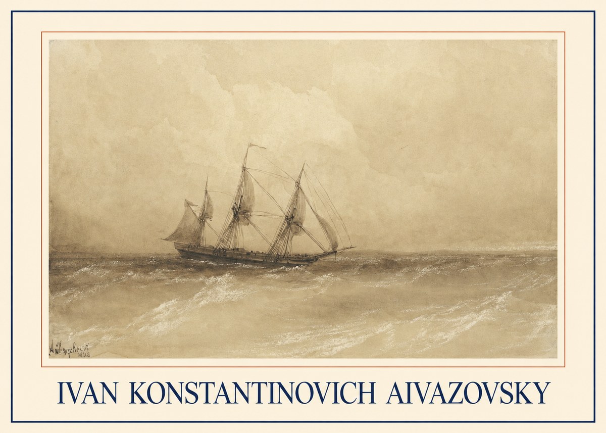 Ivan Konstantinovich Aivazovsky Sailing Ship, 1843 No1 - Plakát