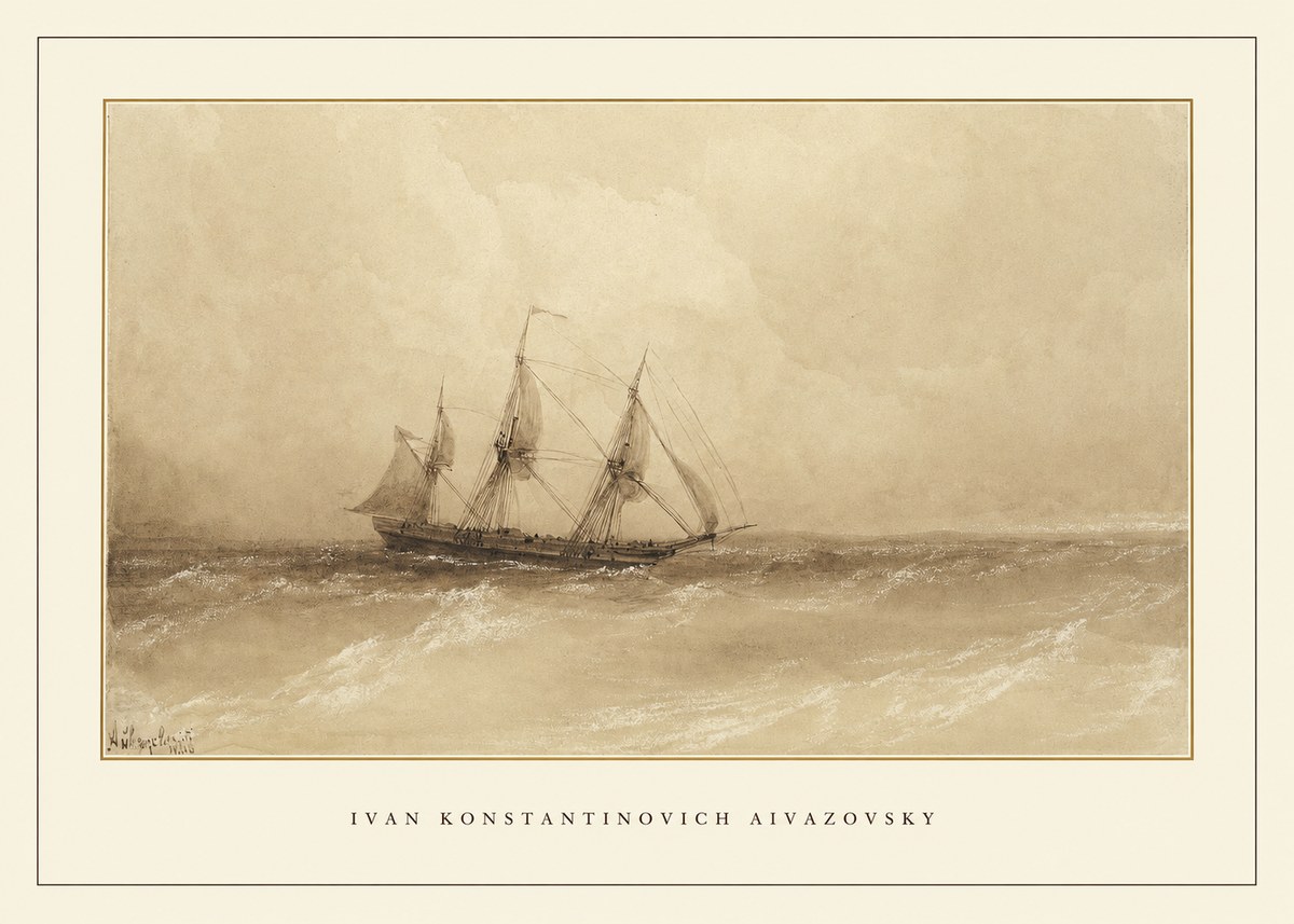 Ivan Konstantinovich Aivazovsky Sailing Ship, 1843 No4 - Plakát