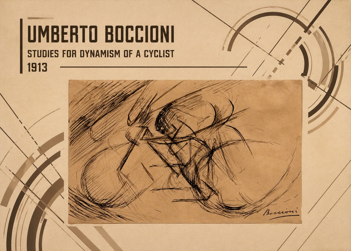 Umberto Boccioni Studies for Dynamism of a Cyclist No3 - Plakát