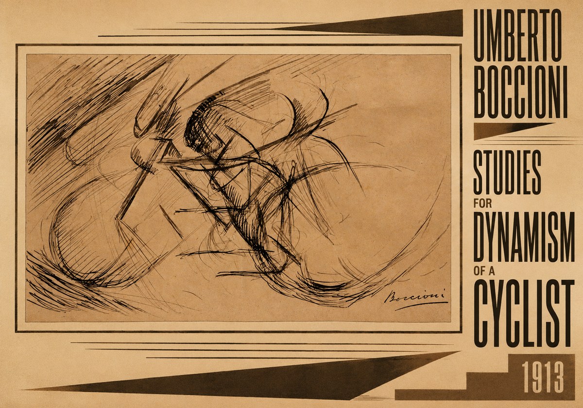 Umberto Boccioni Studies for Dynamism of a Cyclist No5 - Plakát