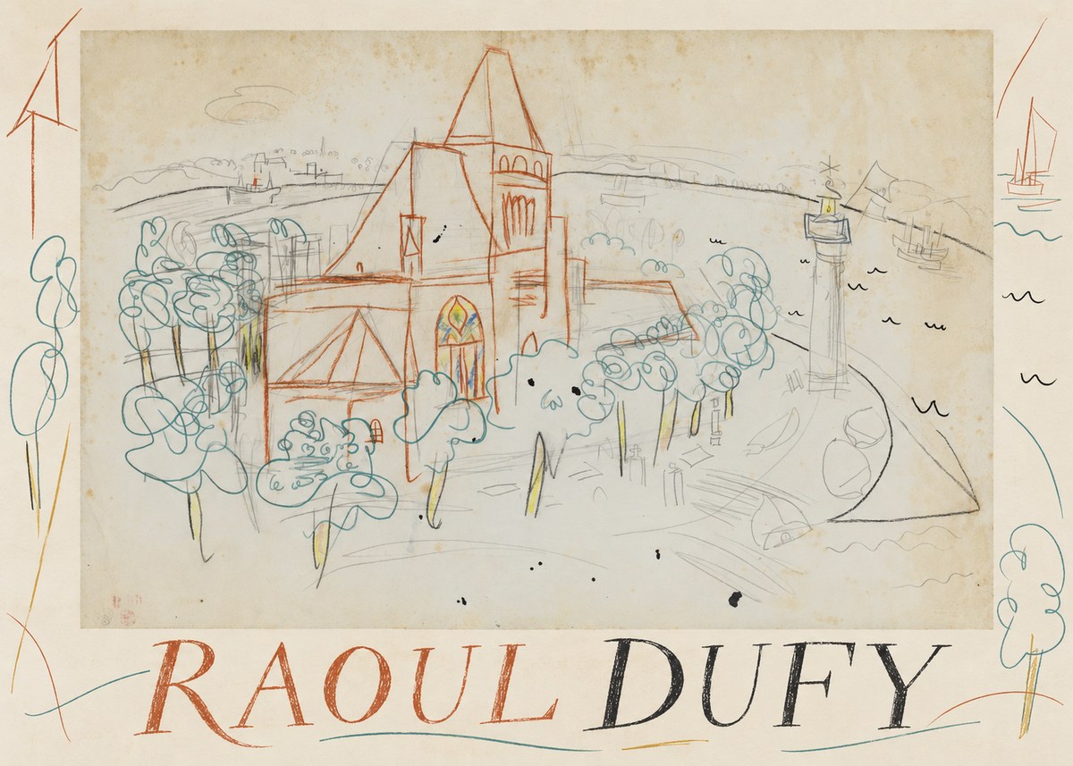 Raoul Dufy Coastal Church and Lighthouse No2 - Plakát