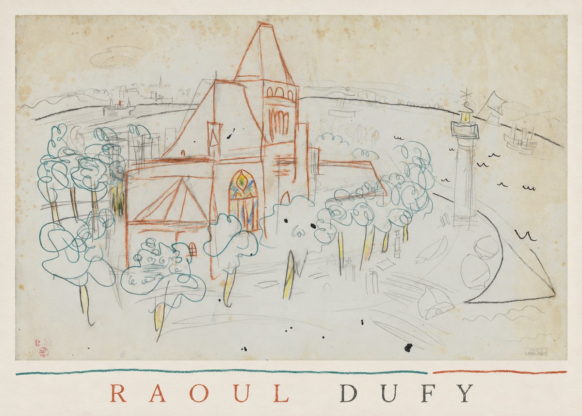 Raoul Dufy Coastal Church and Lighthouse No4 - Plakát