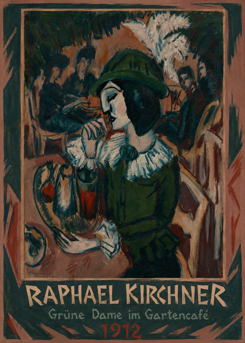 Raphael Kirchner Grüne Dame Im Gartencafé No1 - Plakát