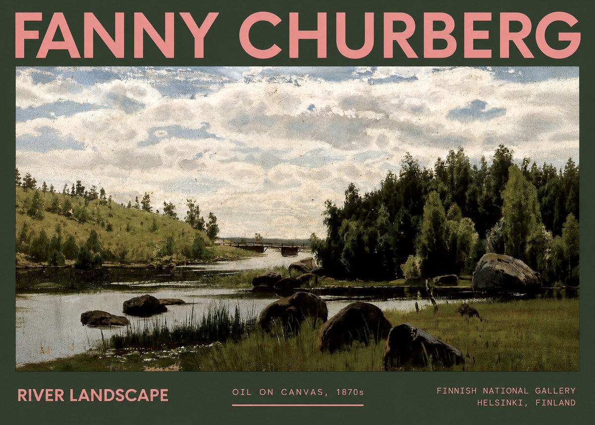 Fanny Churberg River Landscape No2 - Plakát