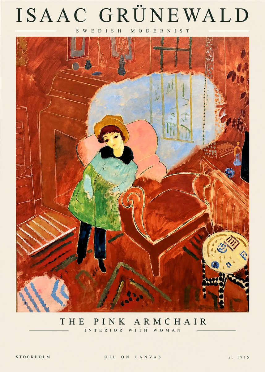 Isaac Grünewald Interior with Young Girl No2 - Plakát