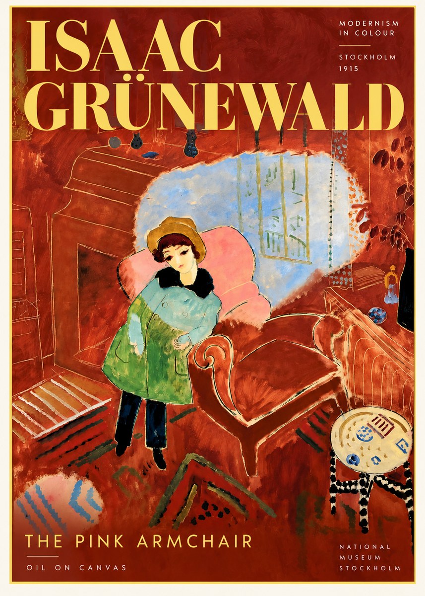 Isaac Grünewald Interior with Young Girl No6 - Plakát