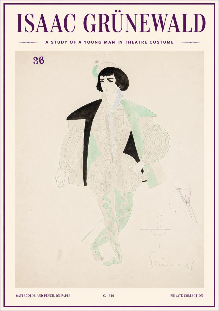 Isaac Grünewald A Study of a Young Man in Theatre Costume No1 - Plakát