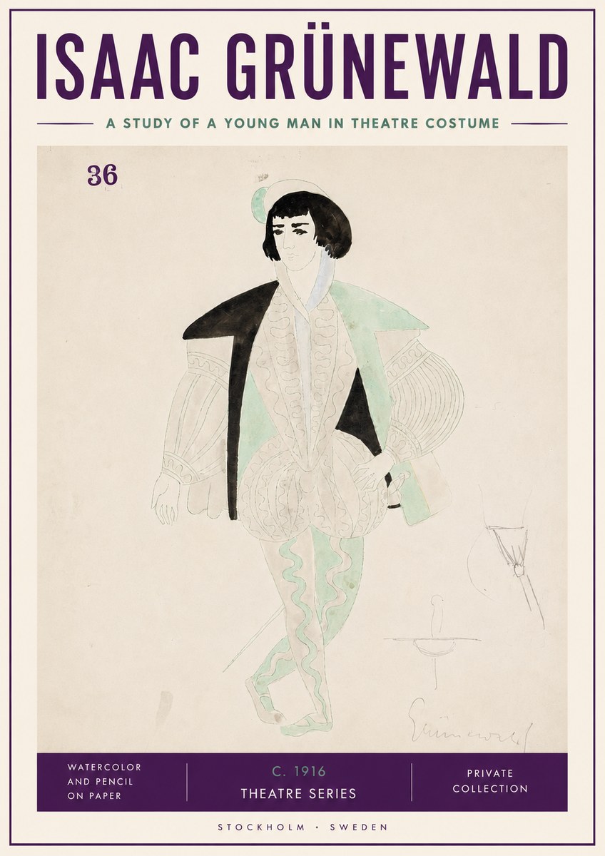Isaac Grünewald A Study of a Young Man in Theatre Costume No3 - Plakát