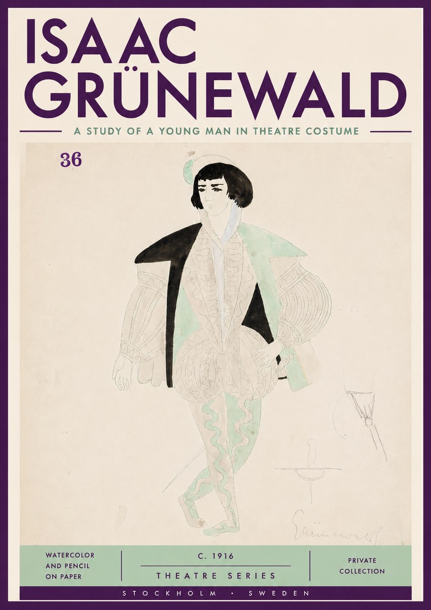 Isaac Grünewald A Study of a Young Man in Theatre Costume No4 - Plakát