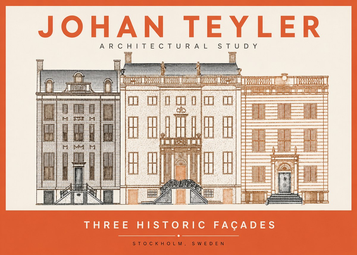 Johan Teyler Architectural Study - Three Historic Façades No2 - Plakát